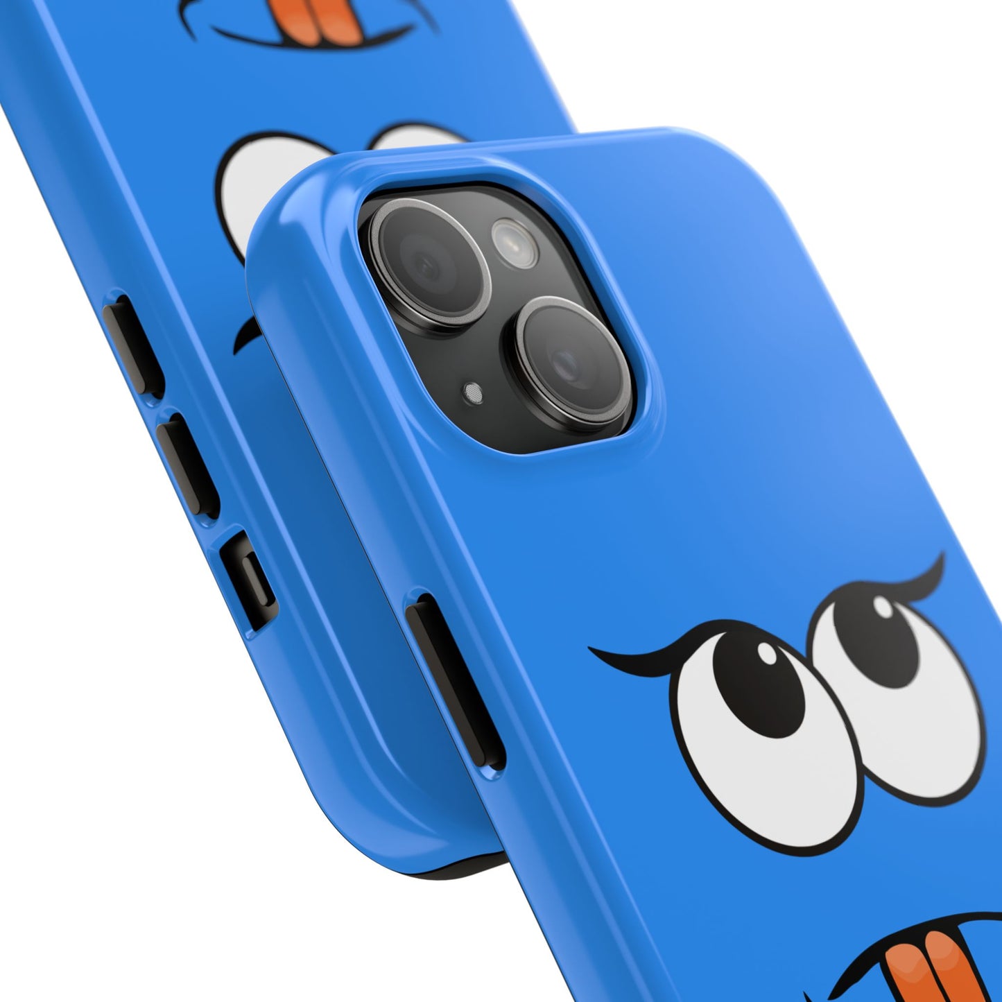 Silly Tongue Out Cartoon Face Blue Background Tough Phone Case | Funny