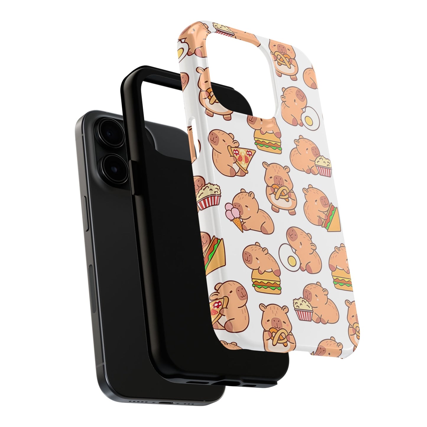 Cute Capybara Eating Pizza Ice Cream & Snacks Cartoon Food Tough Phone Case | Animals