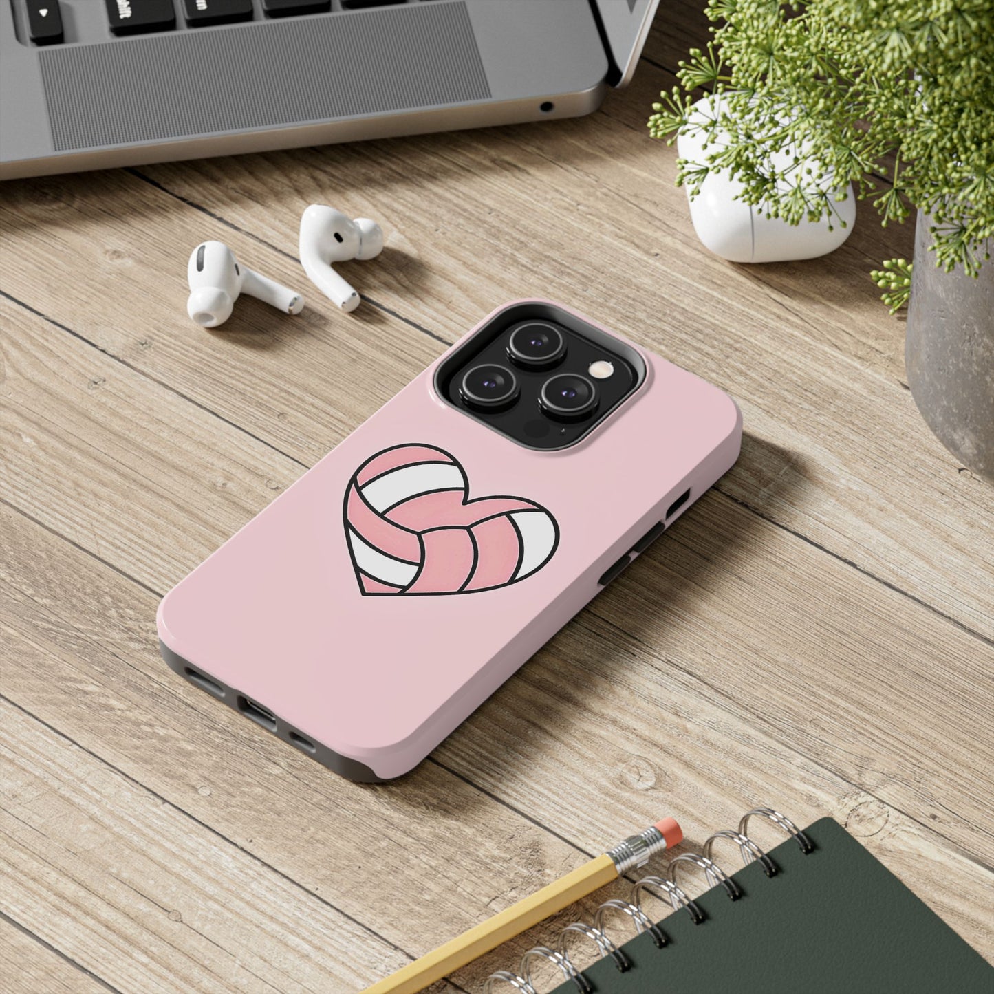 Pink Volleyball Heart Tough Phone Case | Aesthetic