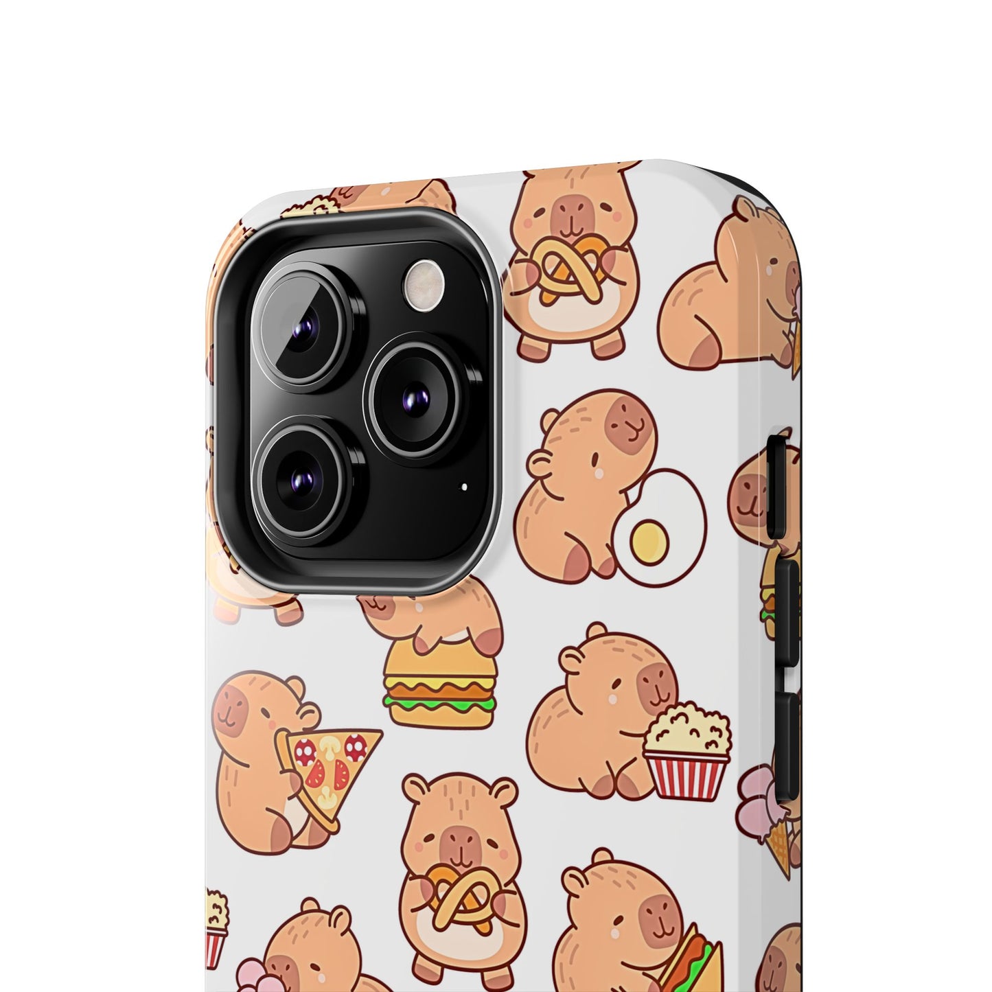 Cute Capybara Eating Pizza Ice Cream & Snacks Cartoon Food Tough Phone Case | Animals