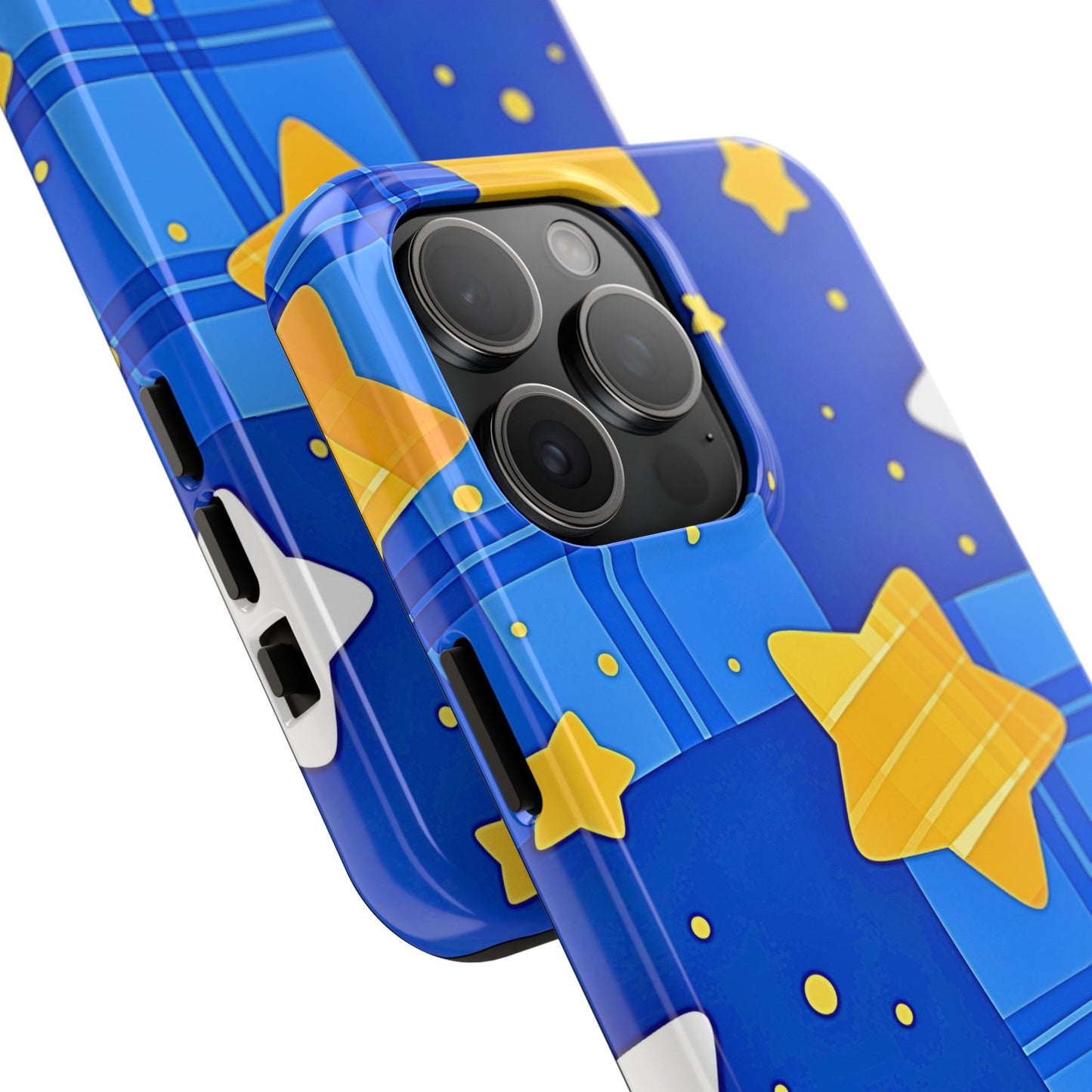 Funda resistente para teléfono con estampado de estrellas y cuadros preppy | Estética