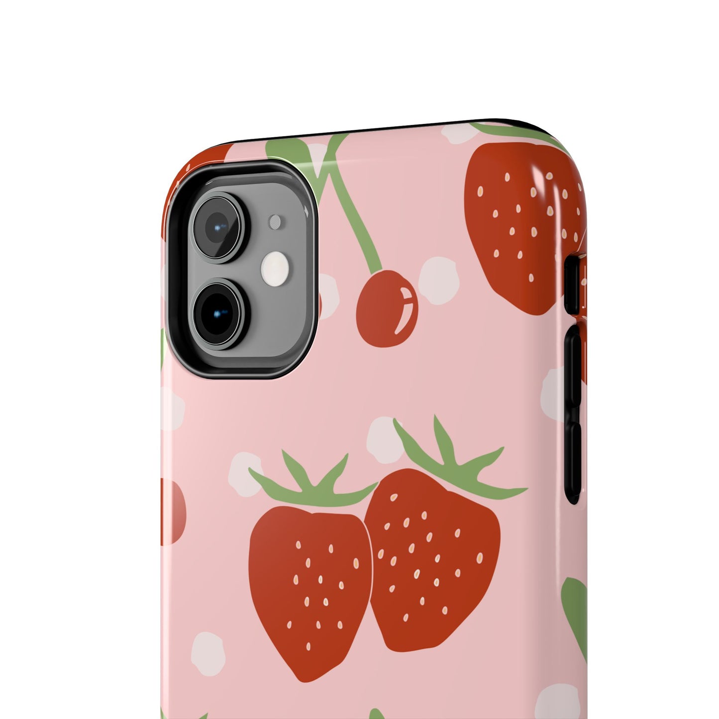 Cute Pink and Red Cherry and Strawberry Tough Phone Case | Food