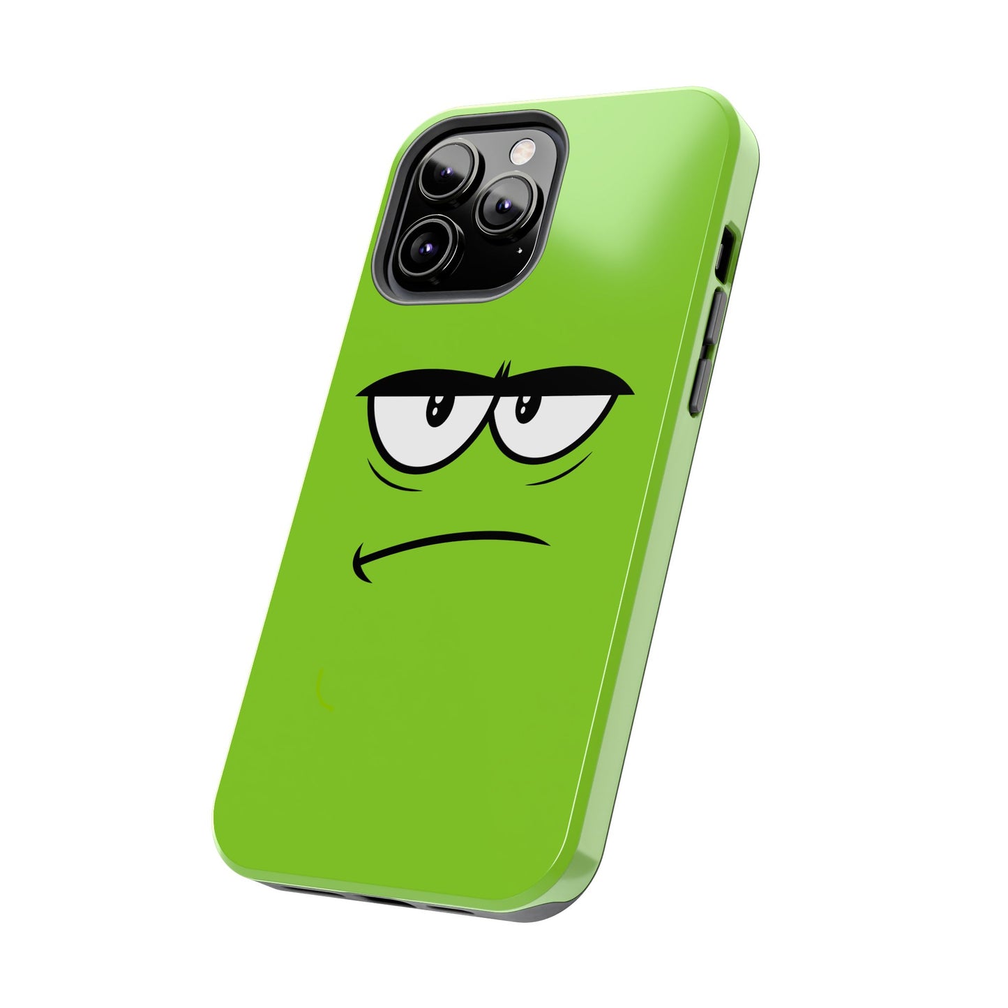 Grumpy Mood Face Green Background Funny Expression Tough Phone Case | Funny