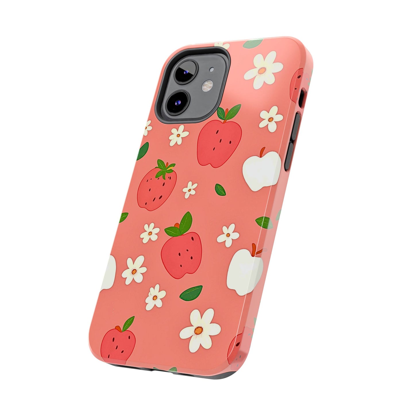 Strawberry Apple Flower Pattern Pink Tough Phone Case | Aesthetic