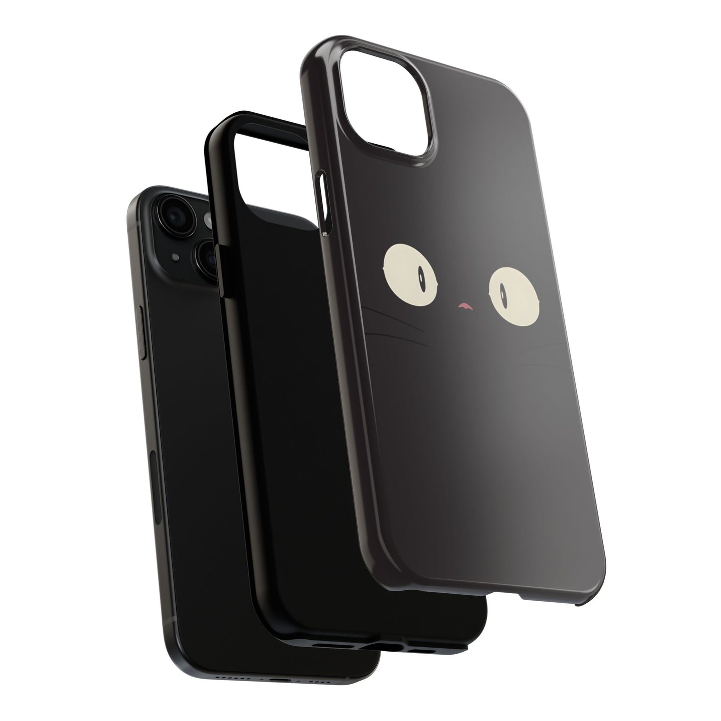 Adorable Black Cat Face and Eyes Minimal Tough Phone Case | Animals