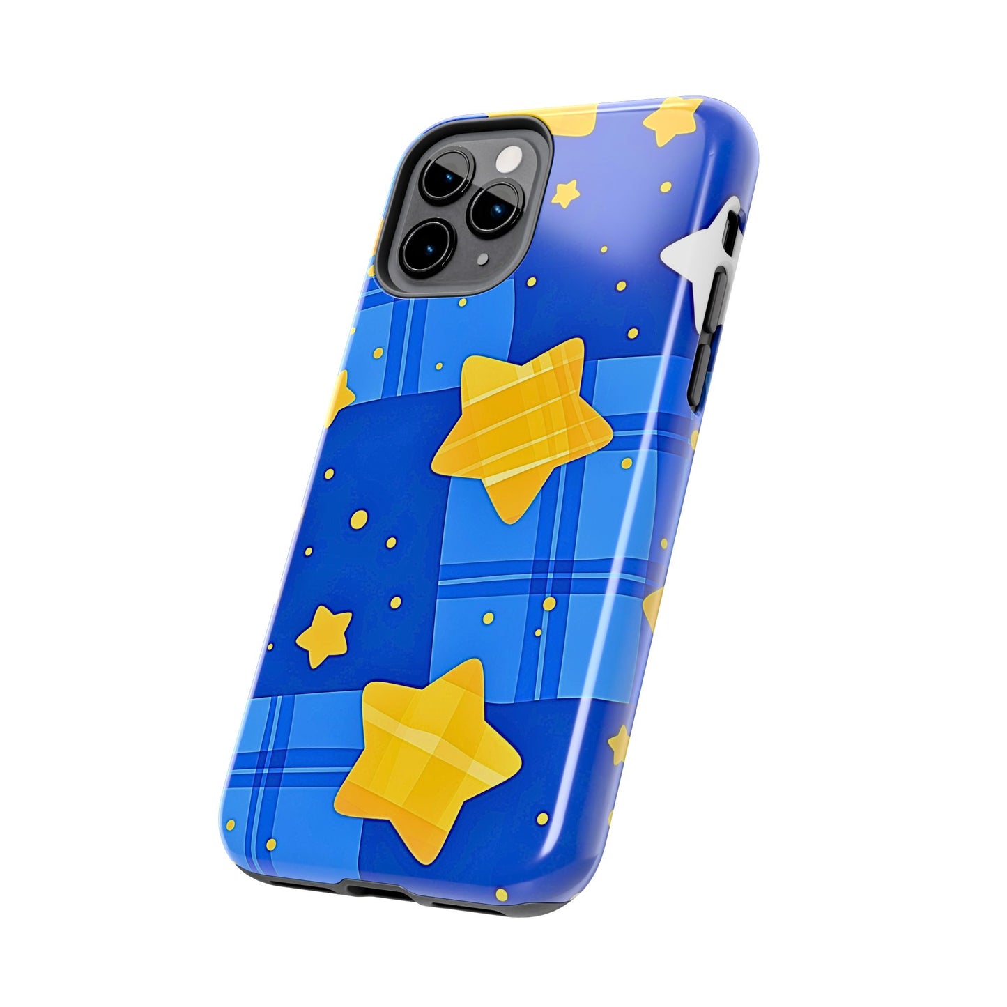 Funda resistente para teléfono con estampado de estrellas y cuadros preppy | Estética