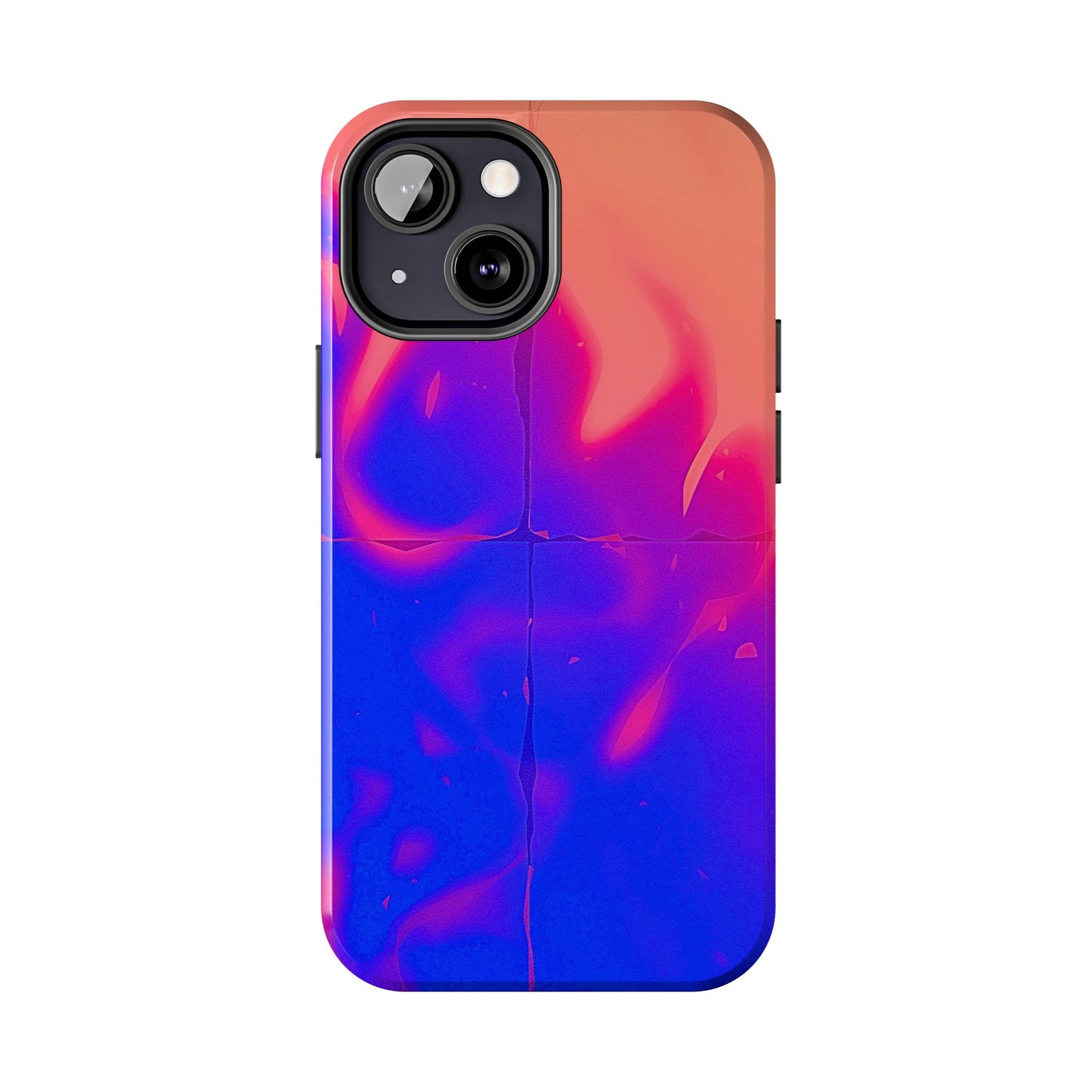 Funda resistente para teléfono con diseño de llamas, degradado abstracto y resplandor del atardecer | Estética