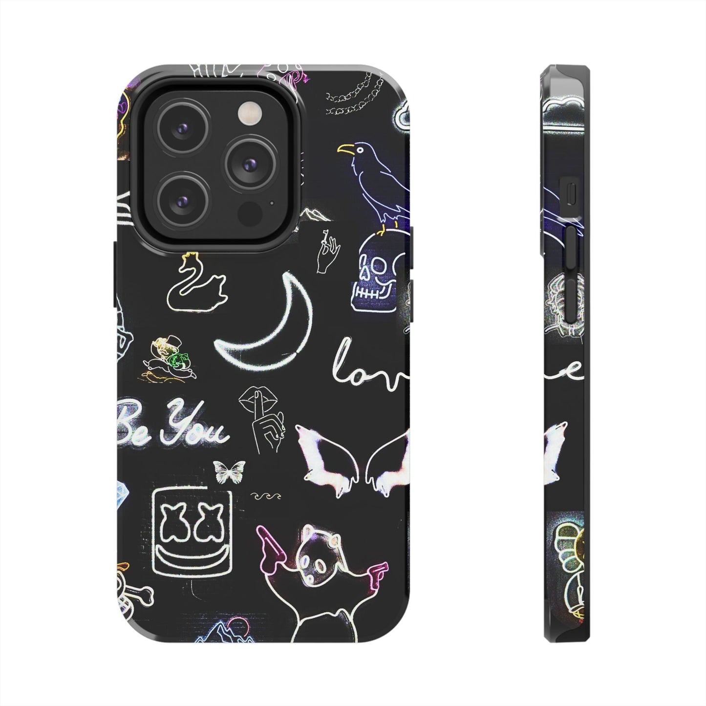 Funda resistente para teléfono estilo neón blanco | Estética