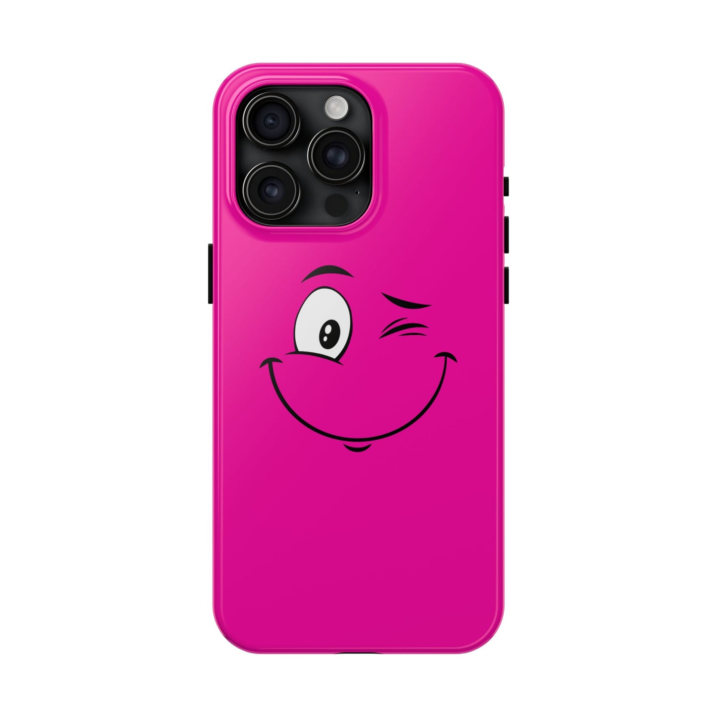 Winking Face Pink Background Cheeky Cartoon Style Tough Phone Case | Funny