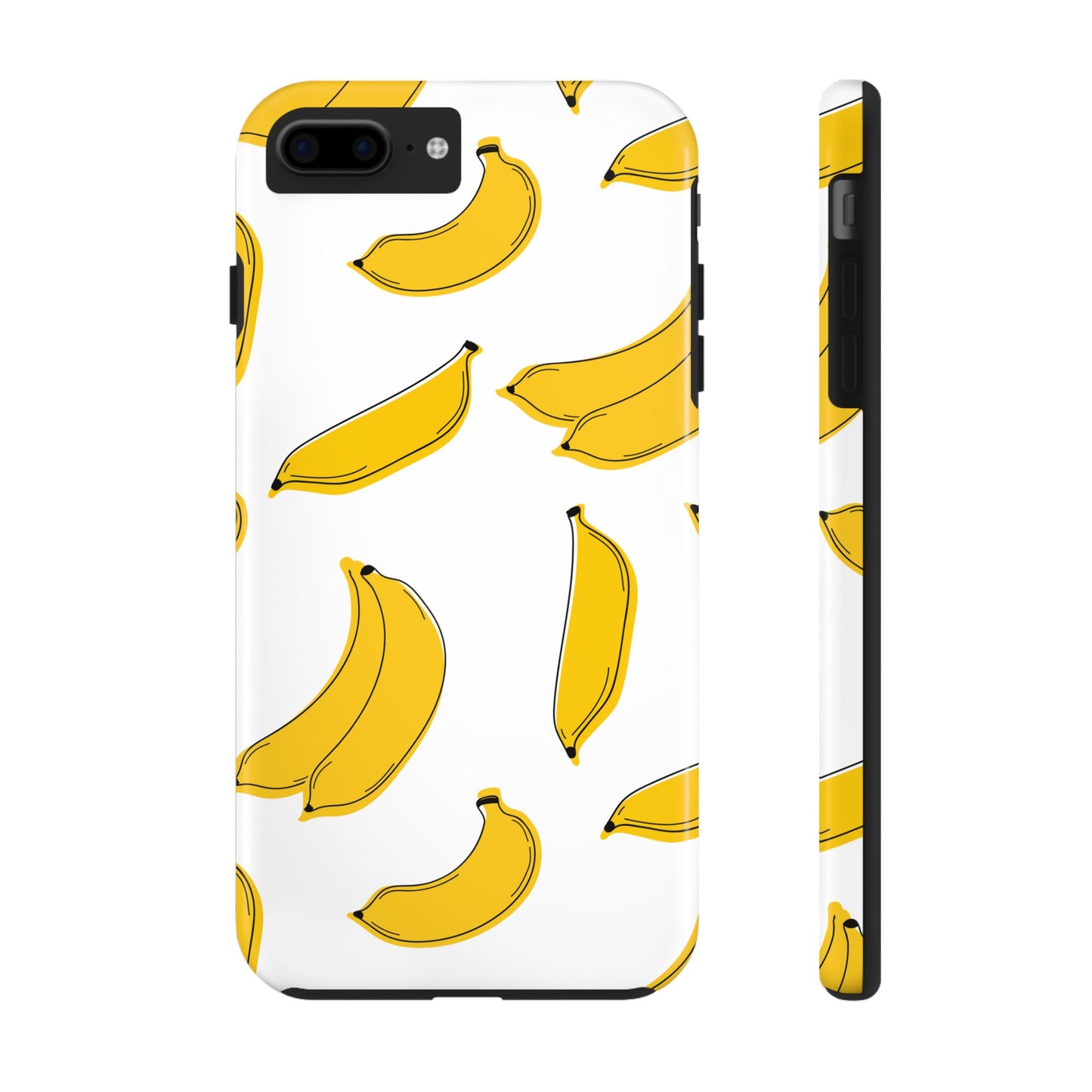 Bold Yellow Banana Pattern Minimal Line Art Tough Phone Case | Food