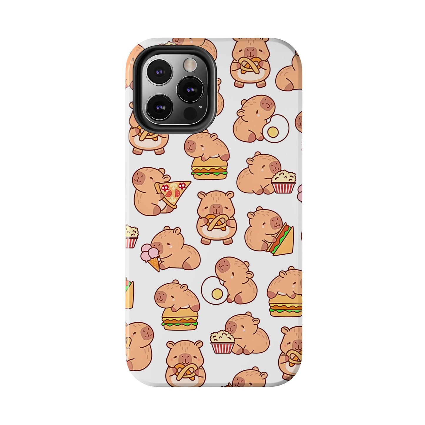 Cute Capybara Eating Pizza Ice Cream & Snacks Cartoon Food Tough Phone Case | Animals