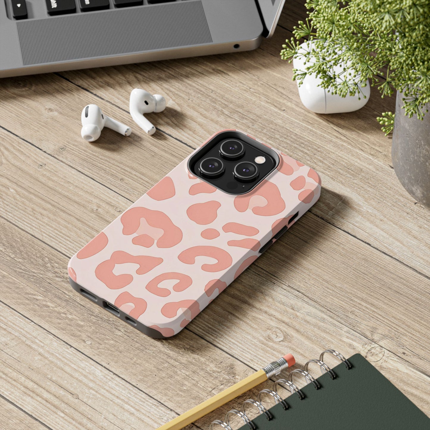 Funda resistente para teléfono con estampado de leopardo rosa preppy | Estética