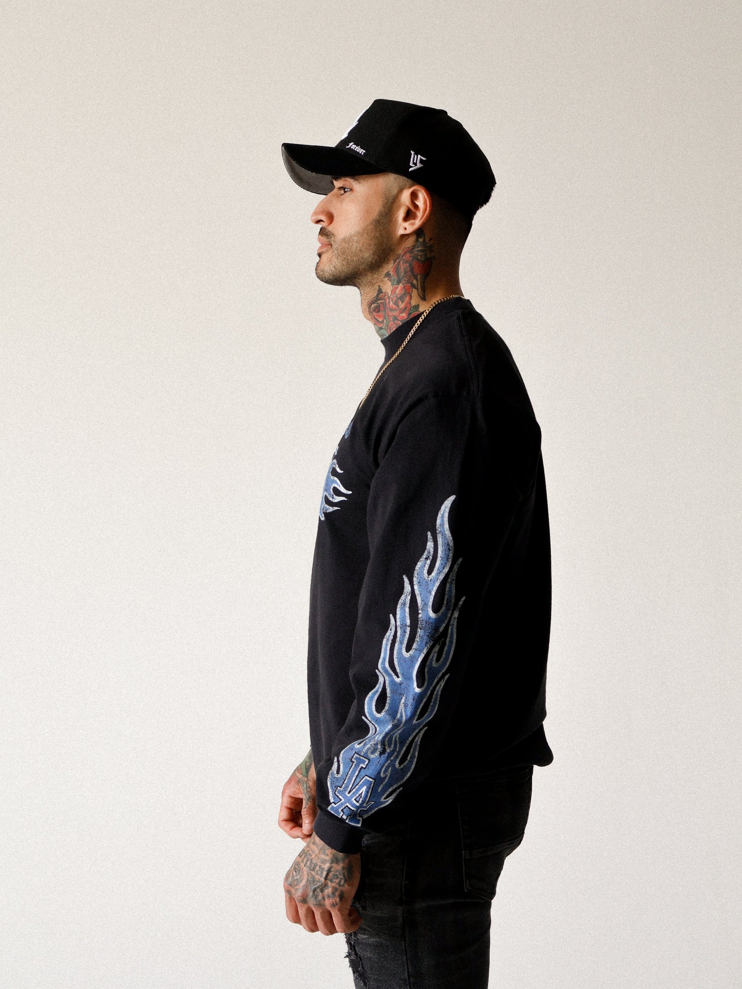 Black - Blue Flame Long Sleeve