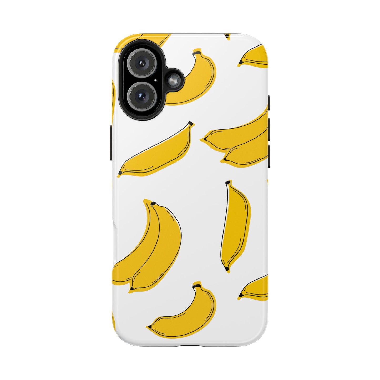 Bold Yellow Banana Pattern Minimal Line Art Tough Phone Case | Food