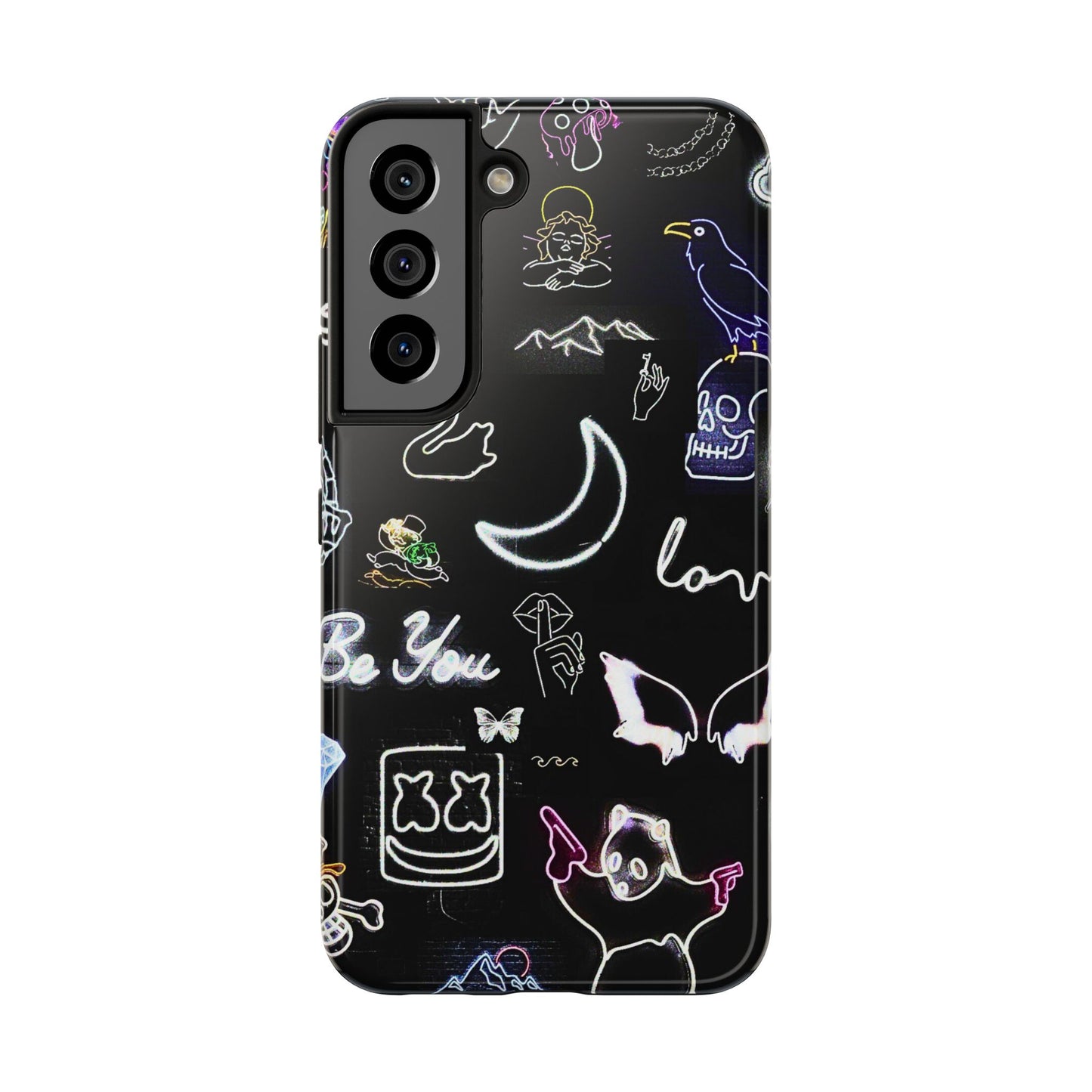 Funda resistente para teléfono estilo neón blanco | Estética