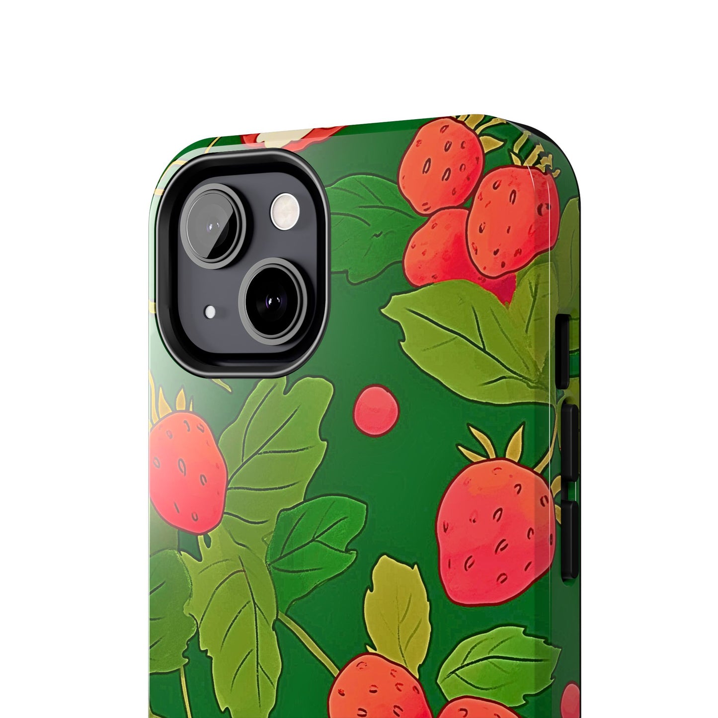 Dark Strawberry Pattern Preppy Tough Phone Case | Aesthetic