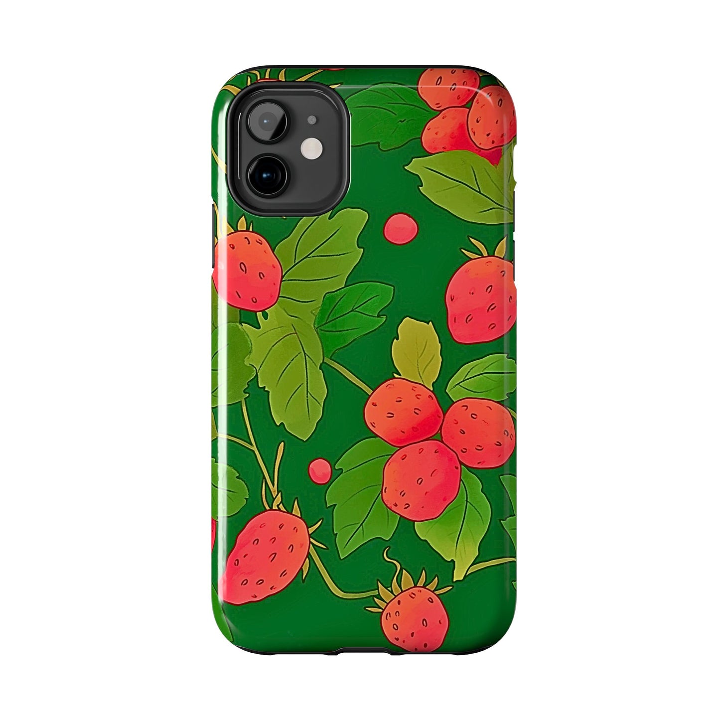 Dark Strawberry Pattern Preppy Tough Phone Case | Aesthetic