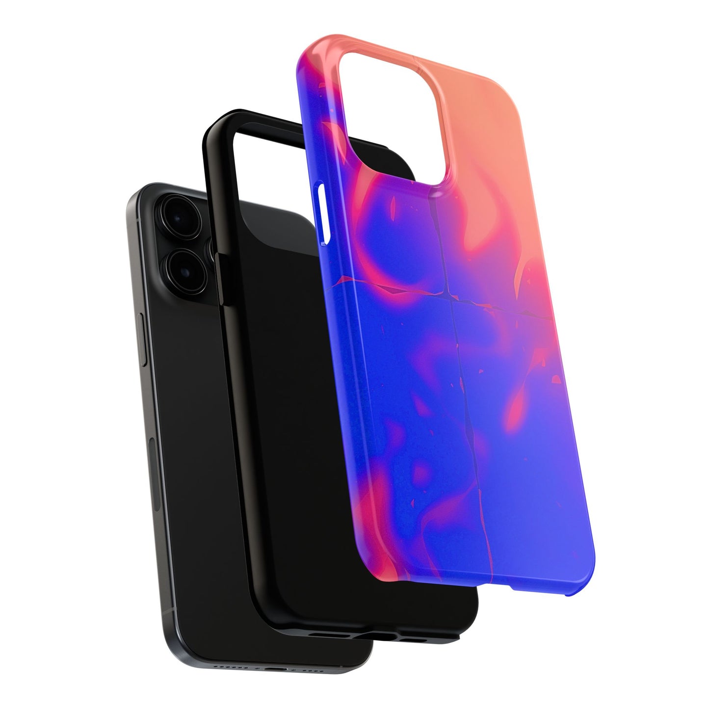 Funda resistente para teléfono con diseño de llamas, degradado abstracto y resplandor del atardecer | Estética