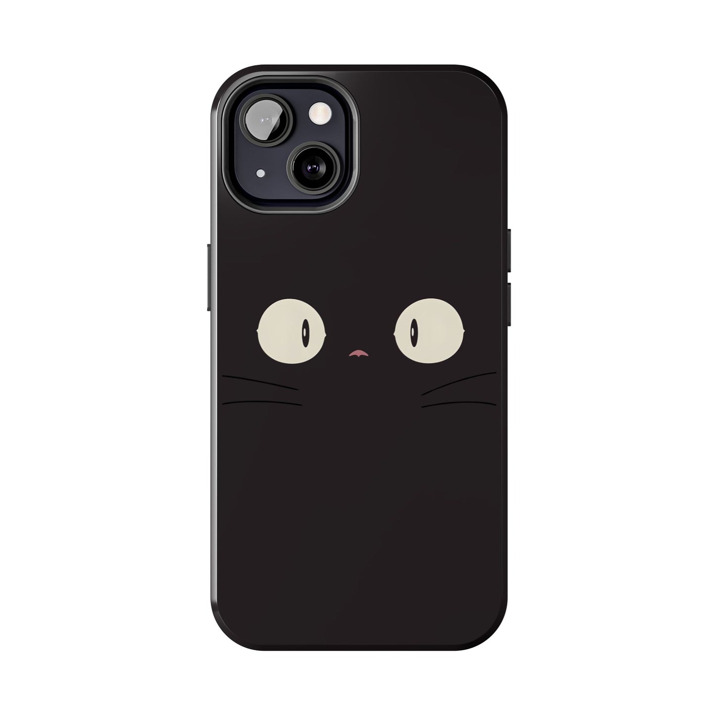 Adorable Black Cat Face and Eyes Minimal Tough Phone Case | Animals