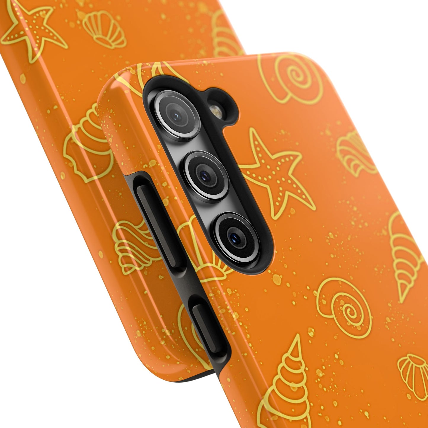 Funda resistente para teléfono con diseño de conchas naranjas | Estética