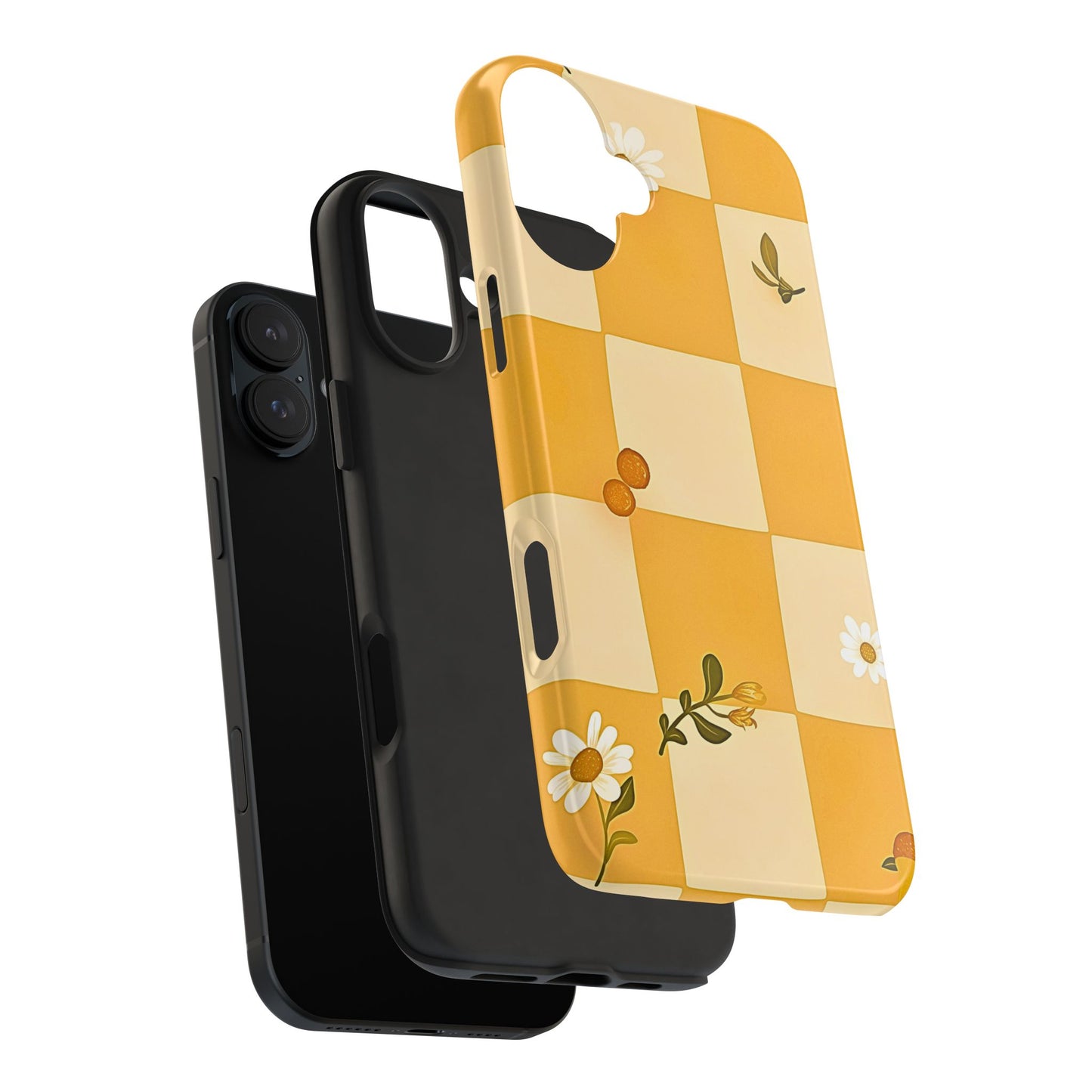 Yellow Checkered Preppy Daisies Tough Phone Case | Aesthetic