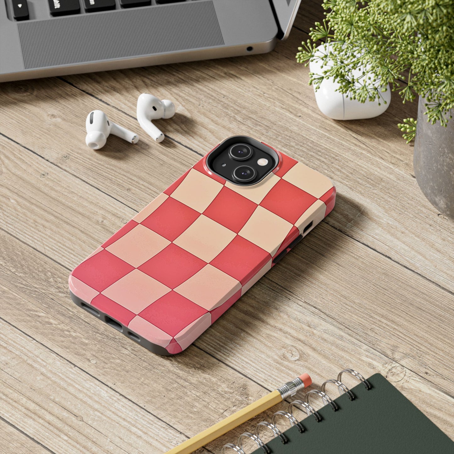 Preppy Checkered Pink Tough Phone Case | Aesthetic