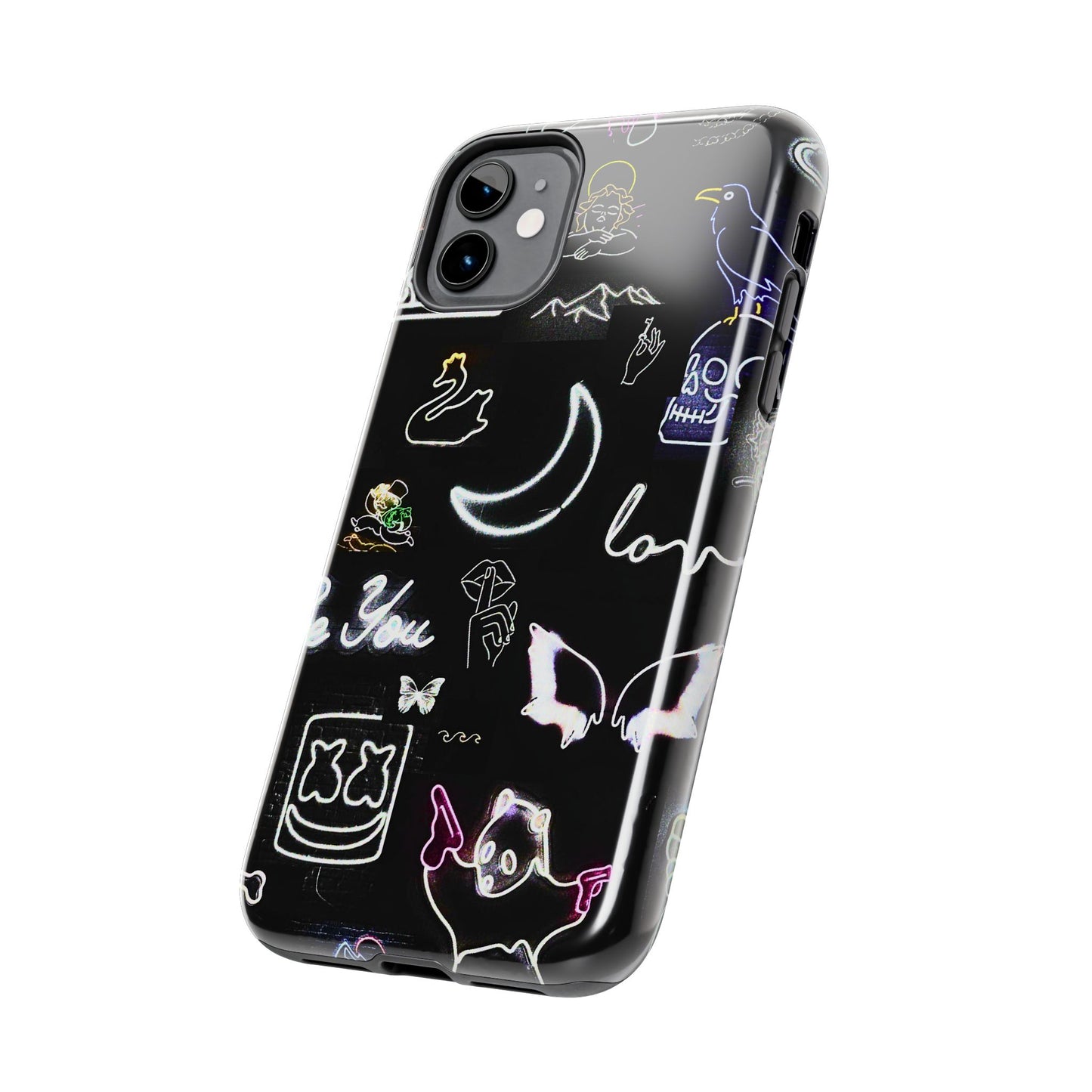 Funda resistente para teléfono estilo neón blanco | Estética