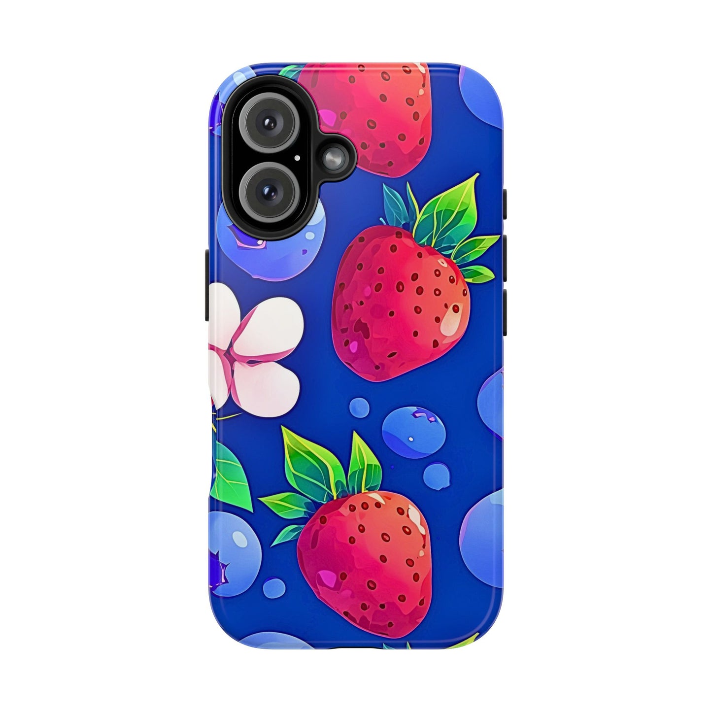 Cute Blueberry Strawberry Fruit Pattern Tough Phone Case | Aesthetic