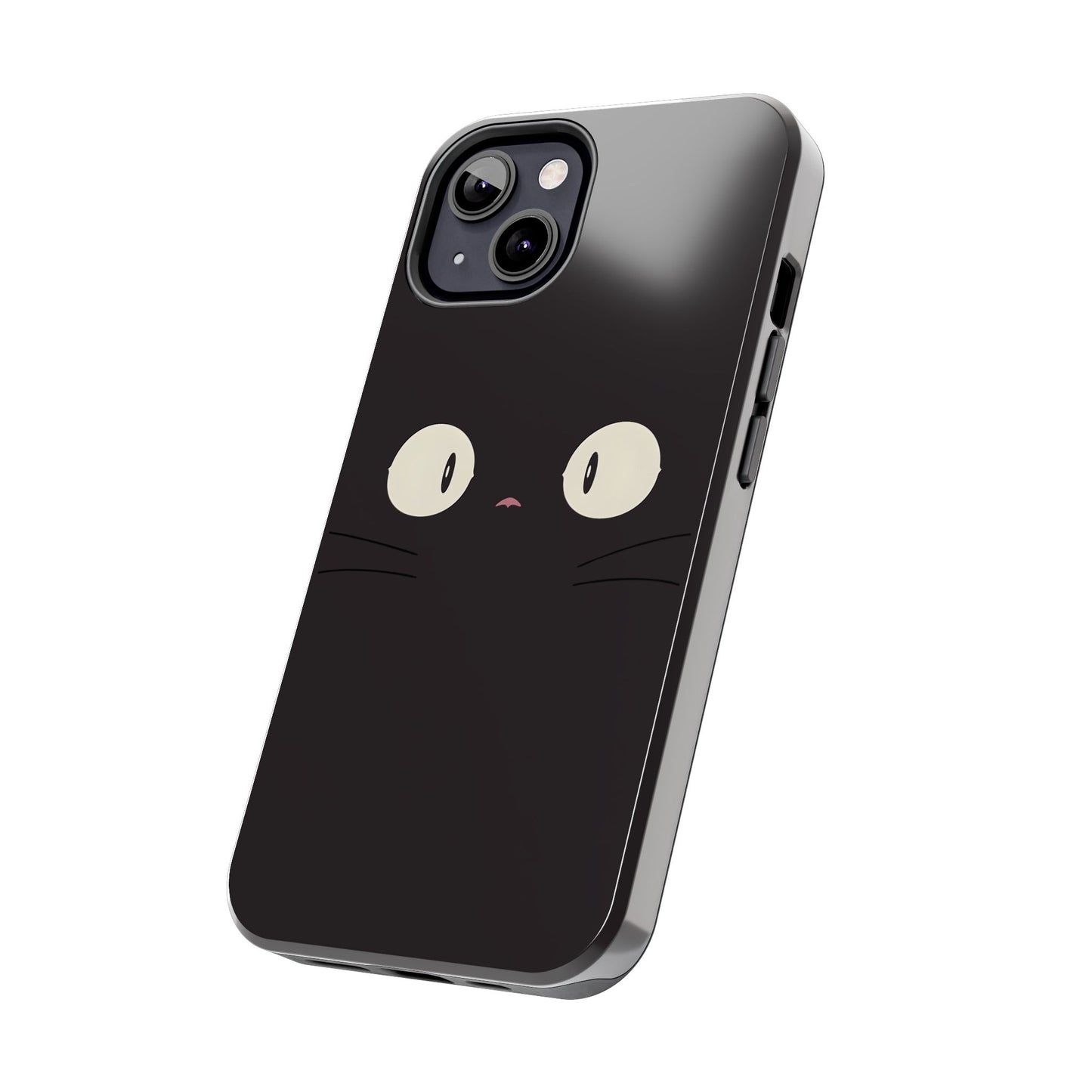 Adorable Black Cat Face and Eyes Minimal Tough Phone Case | Animals