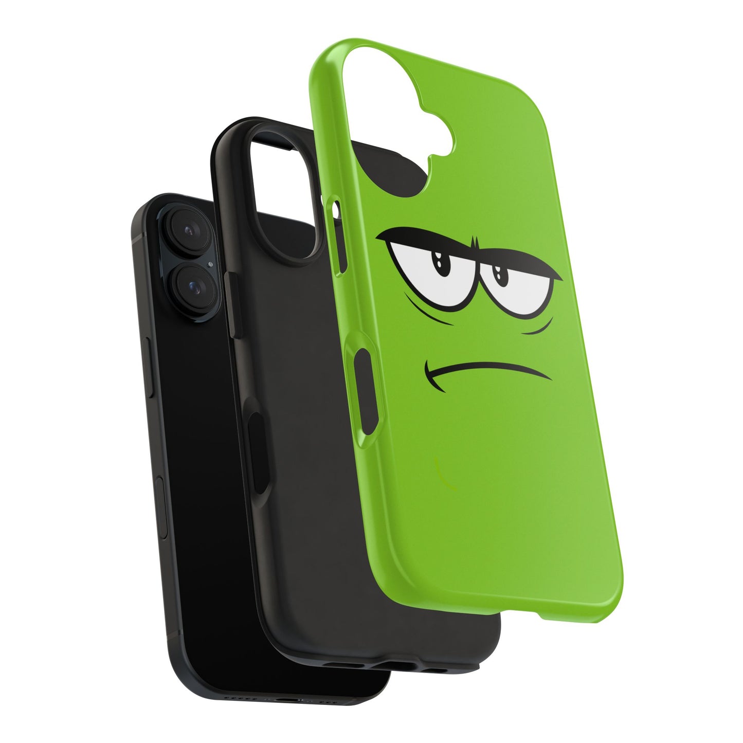 Grumpy Mood Face Green Background Funny Expression Tough Phone Case | Funny