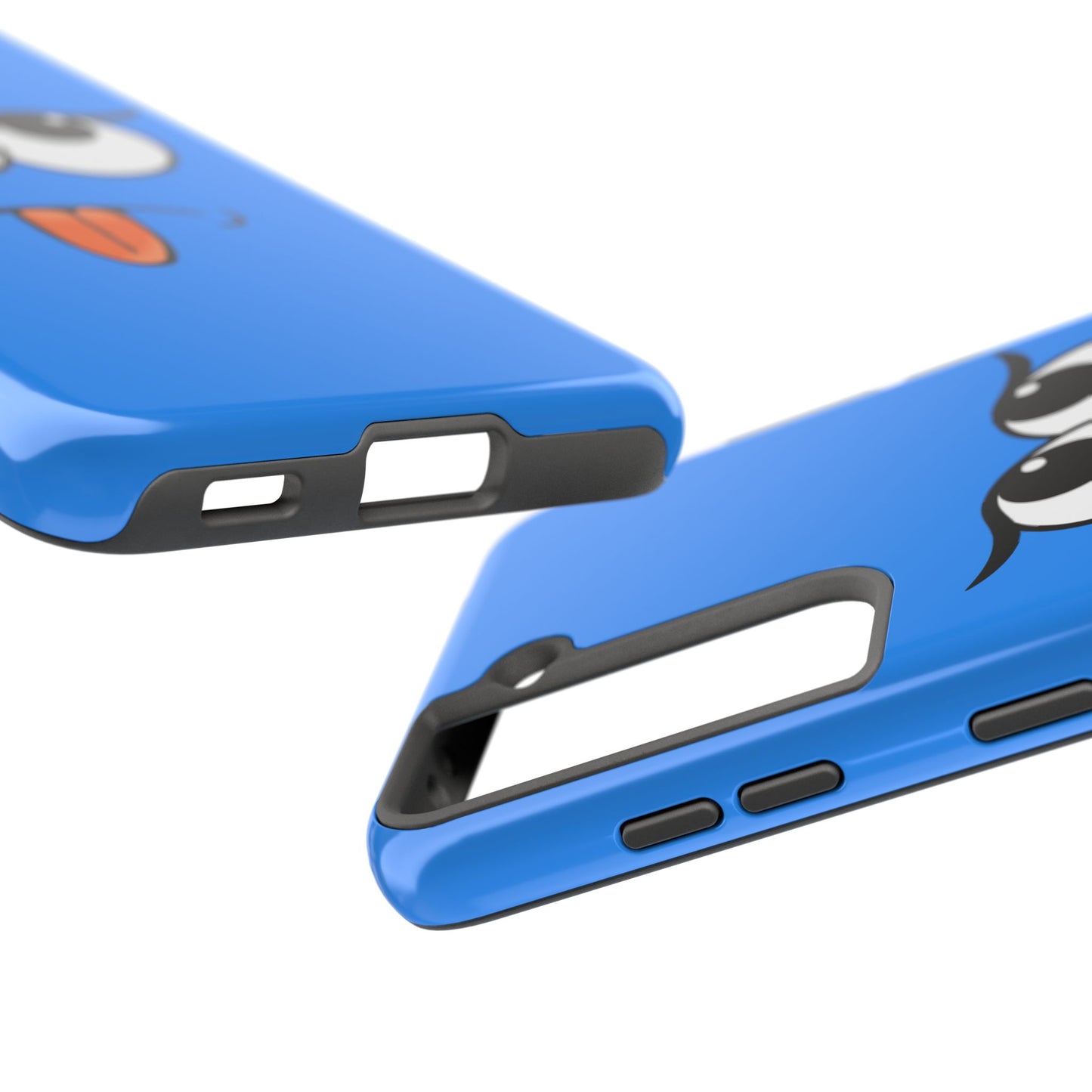 Silly Tongue Out Cartoon Face Blue Background Tough Phone Case | Funny