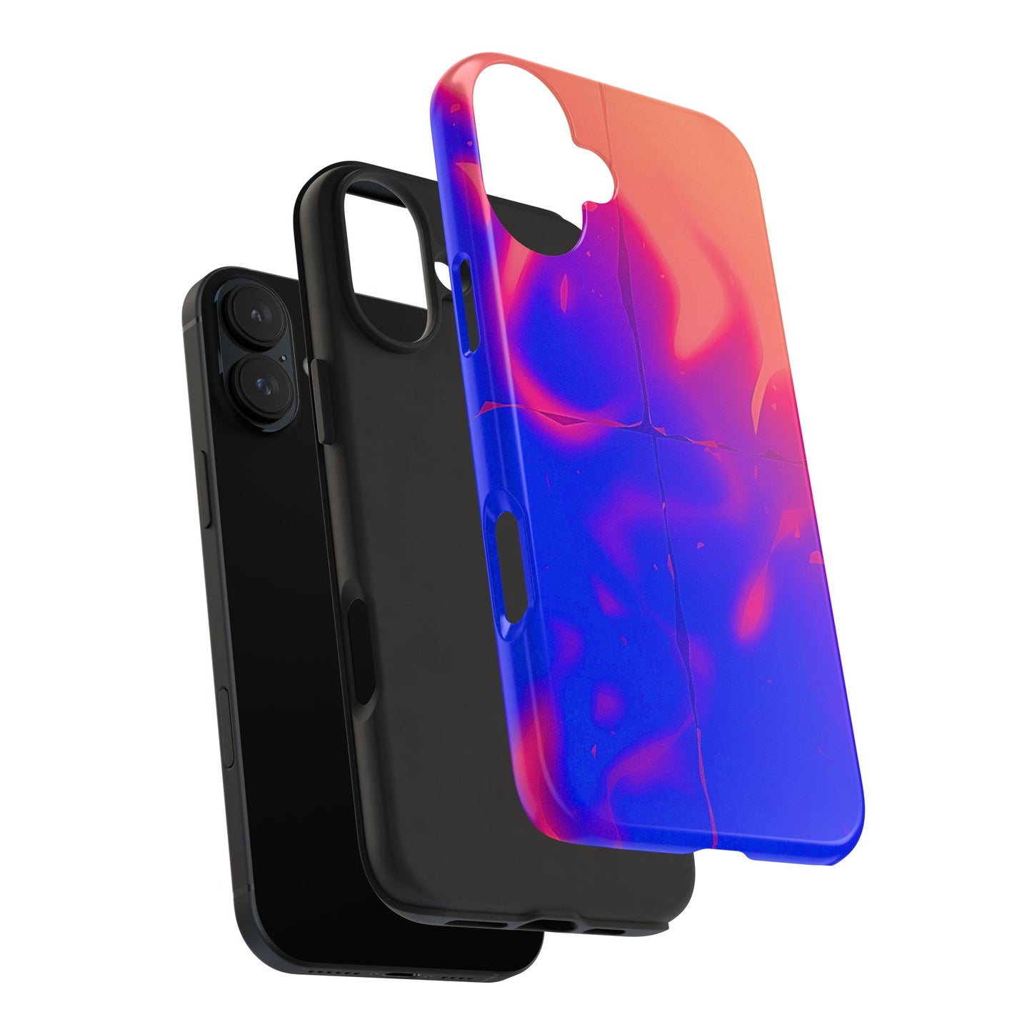 Funda resistente para teléfono con diseño de llamas, degradado abstracto y resplandor del atardecer | Estética