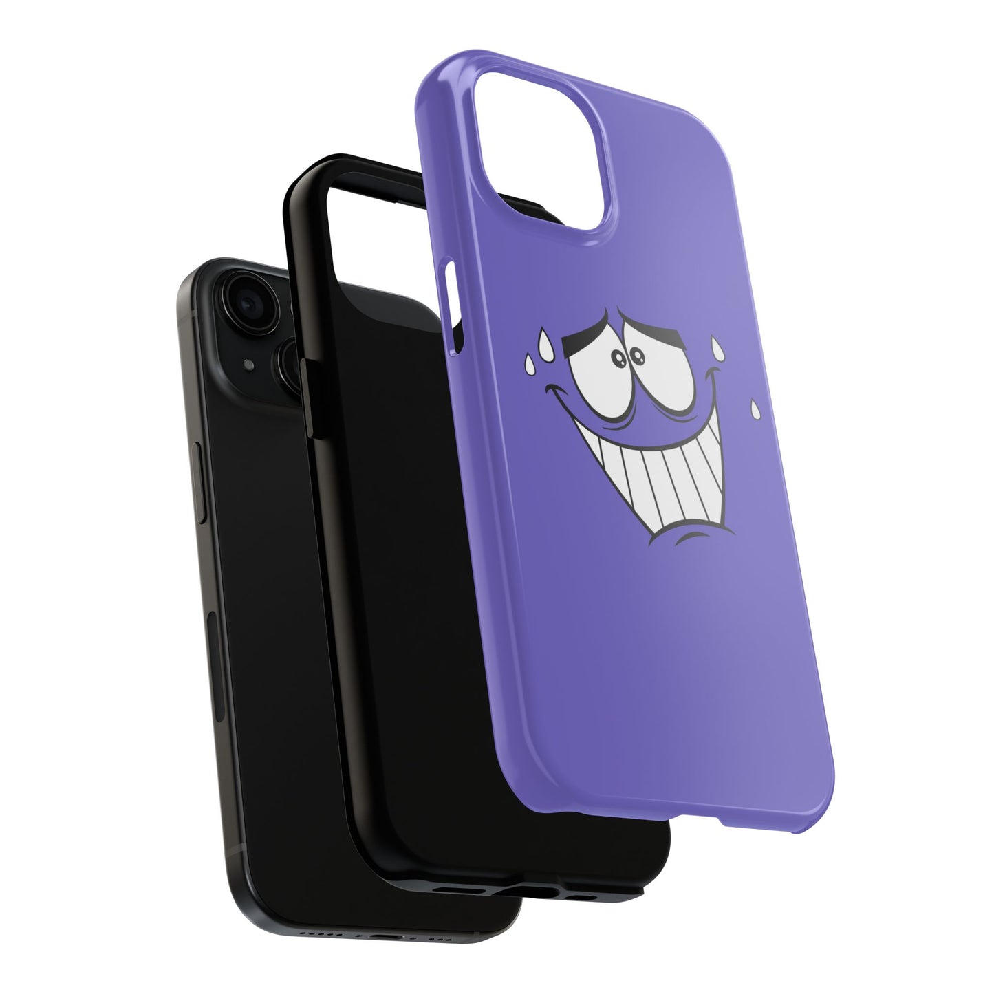 Awkward Nervous Cartoon Face Purple Background Tough Phone Case | Funny