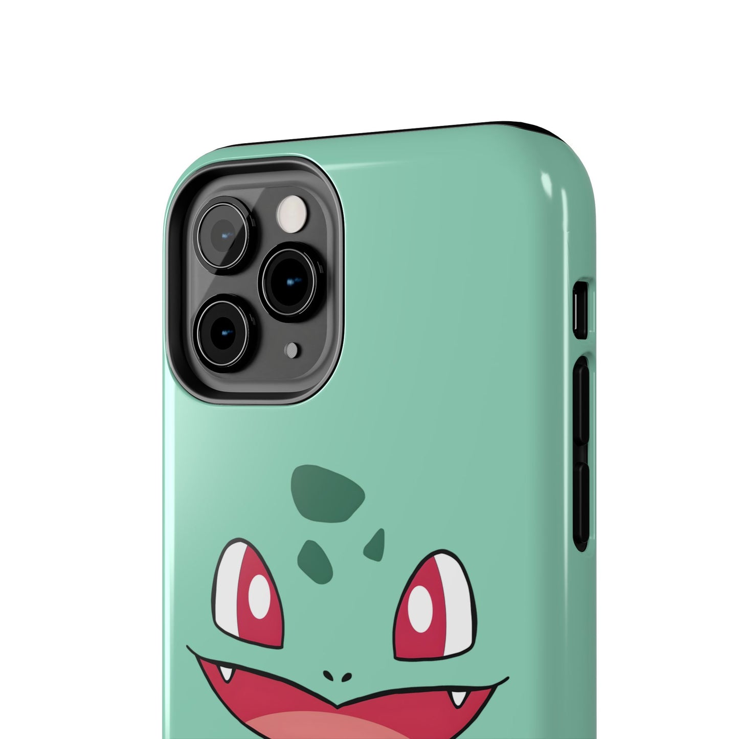 Green Leaf Dino Smile Red Eyes Cute Creature Tough Phone Case | Anime