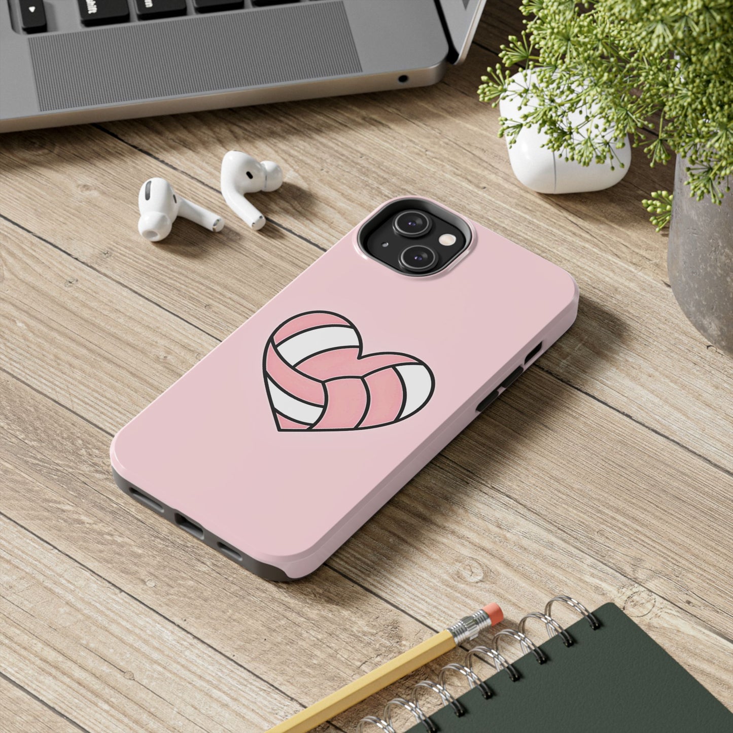 Pink Volleyball Heart Tough Phone Case | Aesthetic