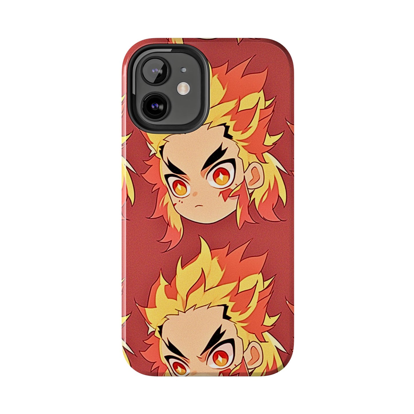 Rengoku Head Pattern Dark Orange Tough Phone Case | Anime - Demon Slayer
