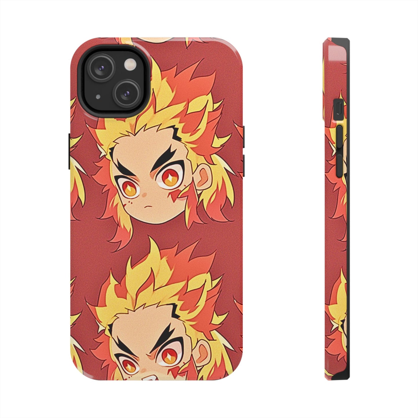 Rengoku Head Pattern Dark Orange Tough Phone Case | Anime - Demon Slayer