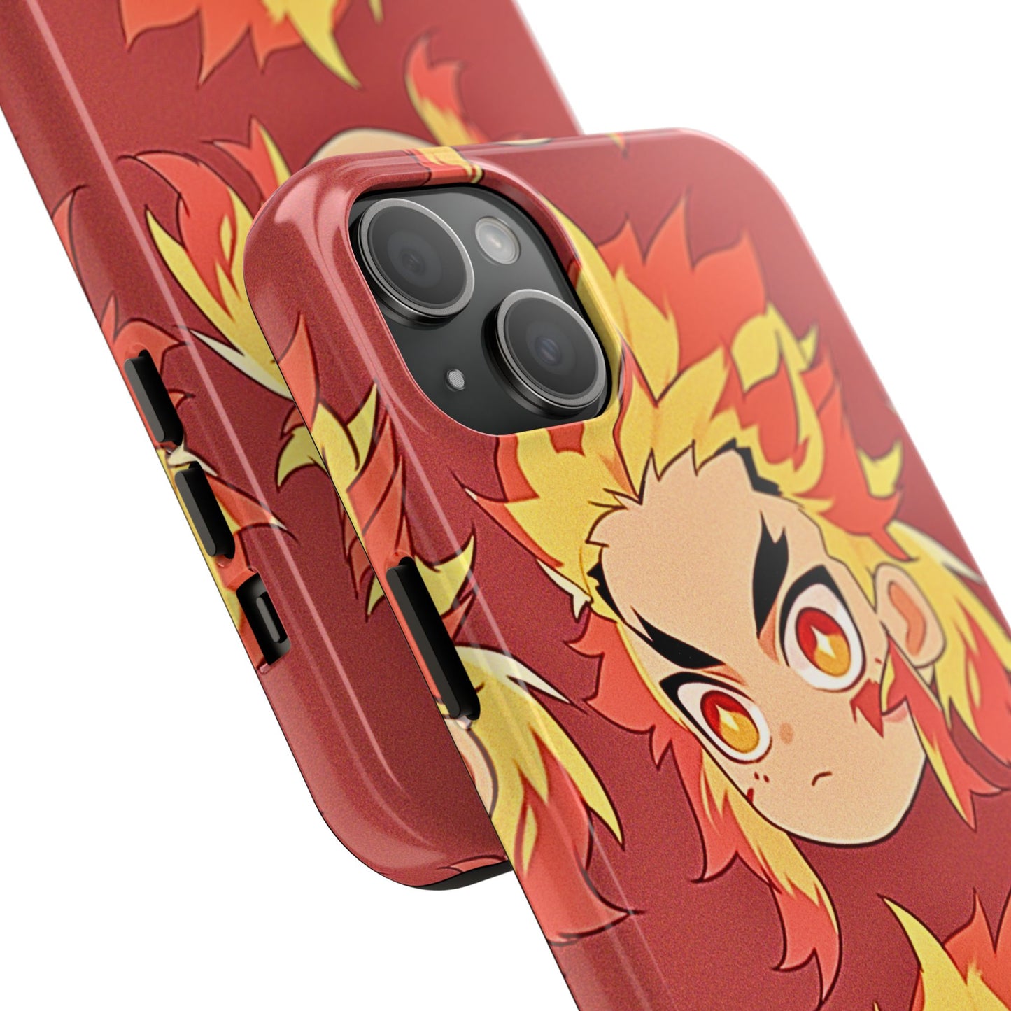 Rengoku Head Pattern Dark Orange Tough Phone Case | Anime - Demon Slayer