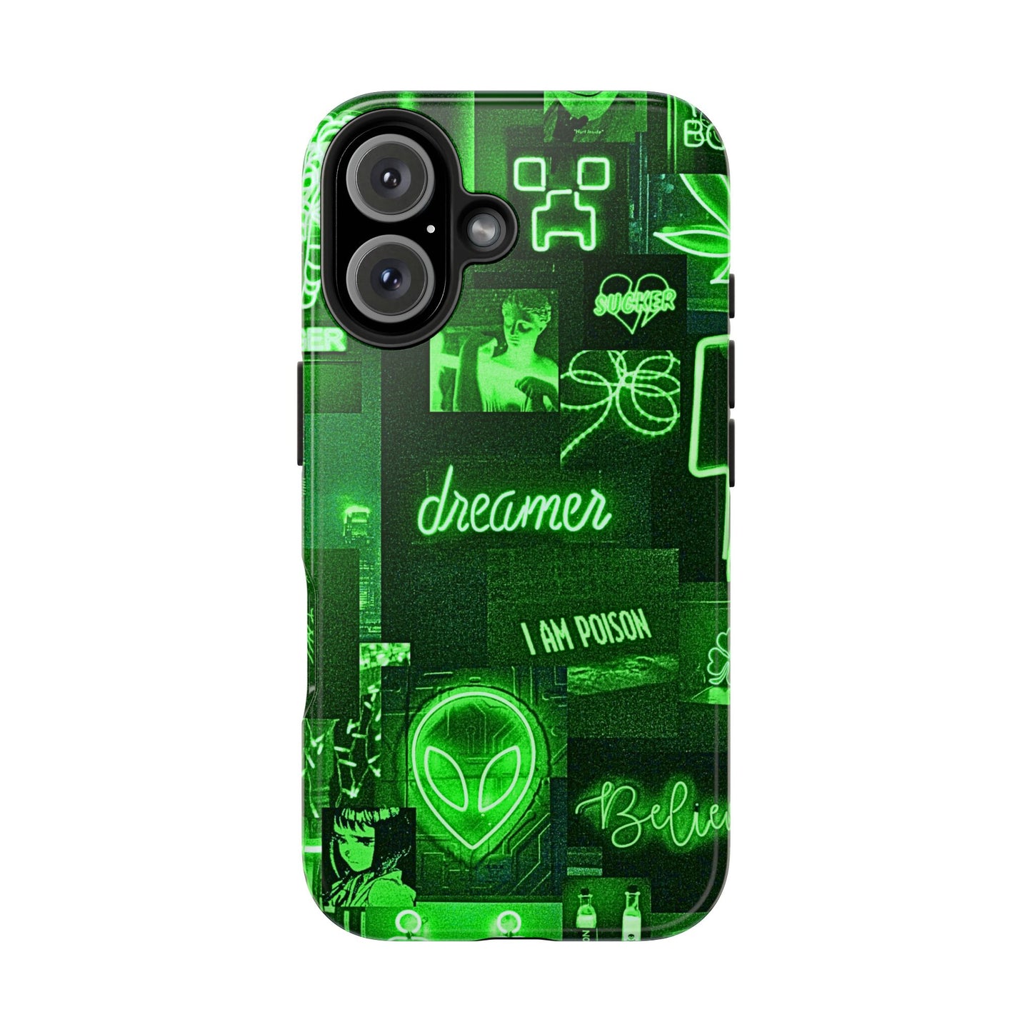 Green Neon Style Tough Phone Case | Aesthetic