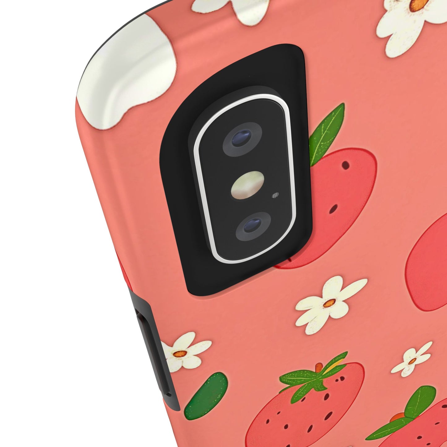 Strawberry Apple Flower Pattern Pink Tough Phone Case | Aesthetic