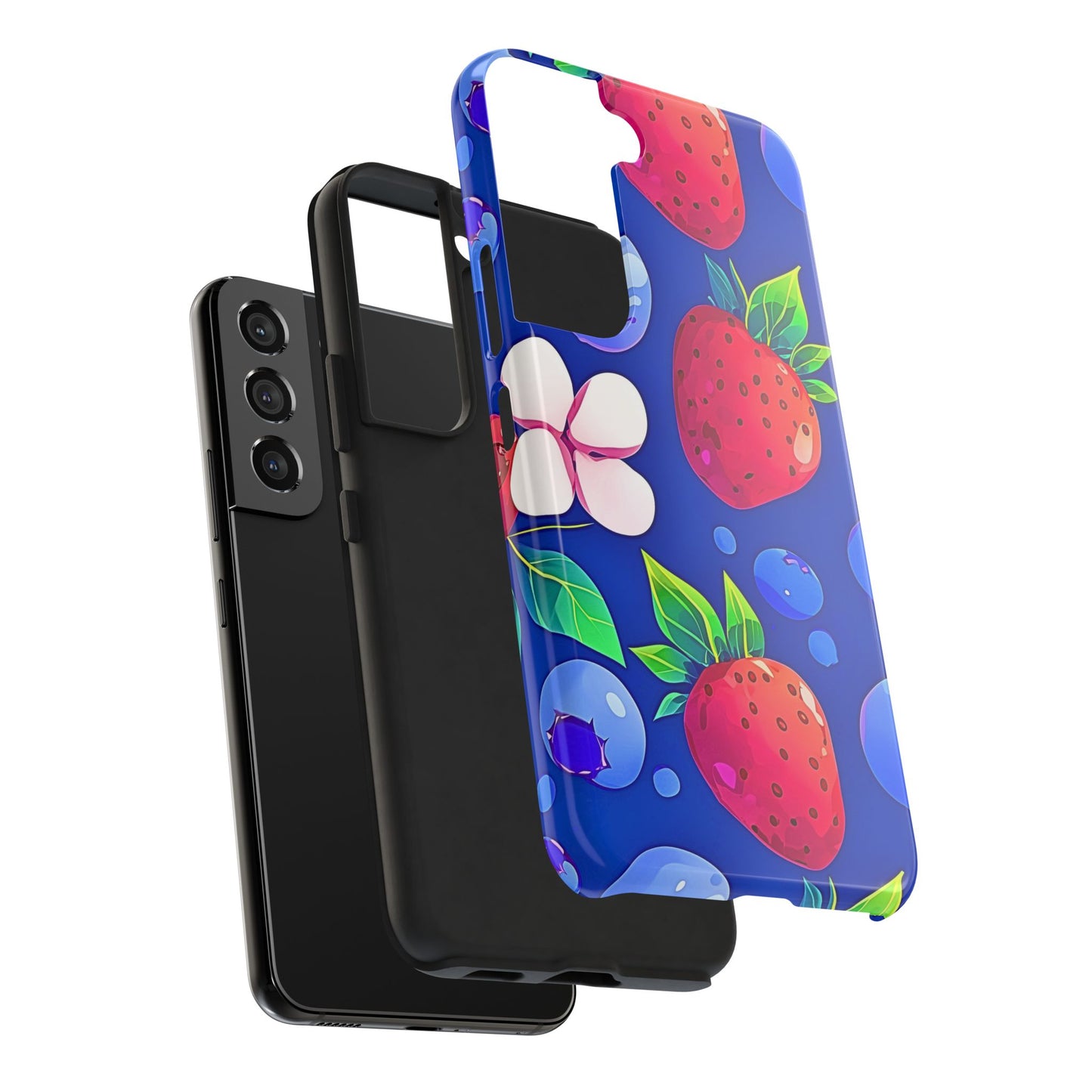 Cute Blueberry Strawberry Fruit Pattern Tough Phone Case | Aesthetic