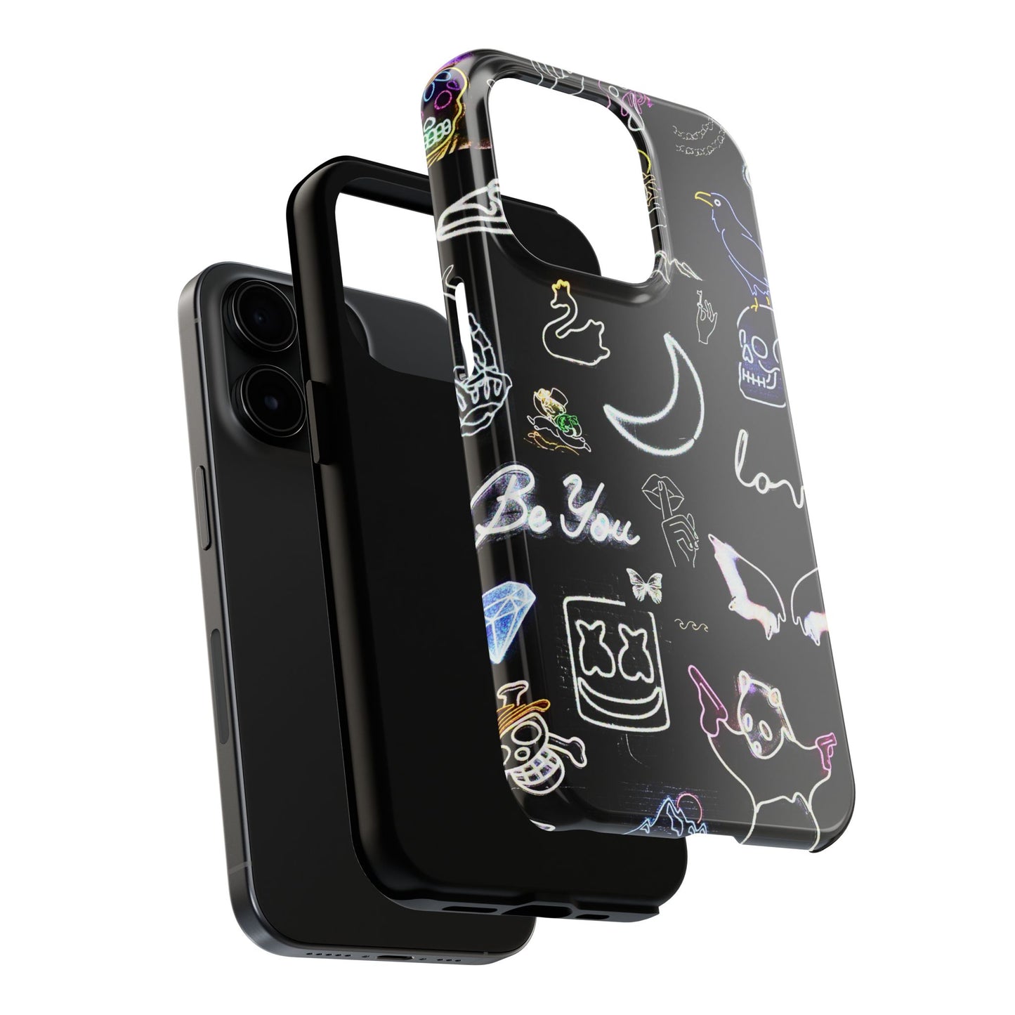 Funda resistente para teléfono estilo neón blanco | Estética