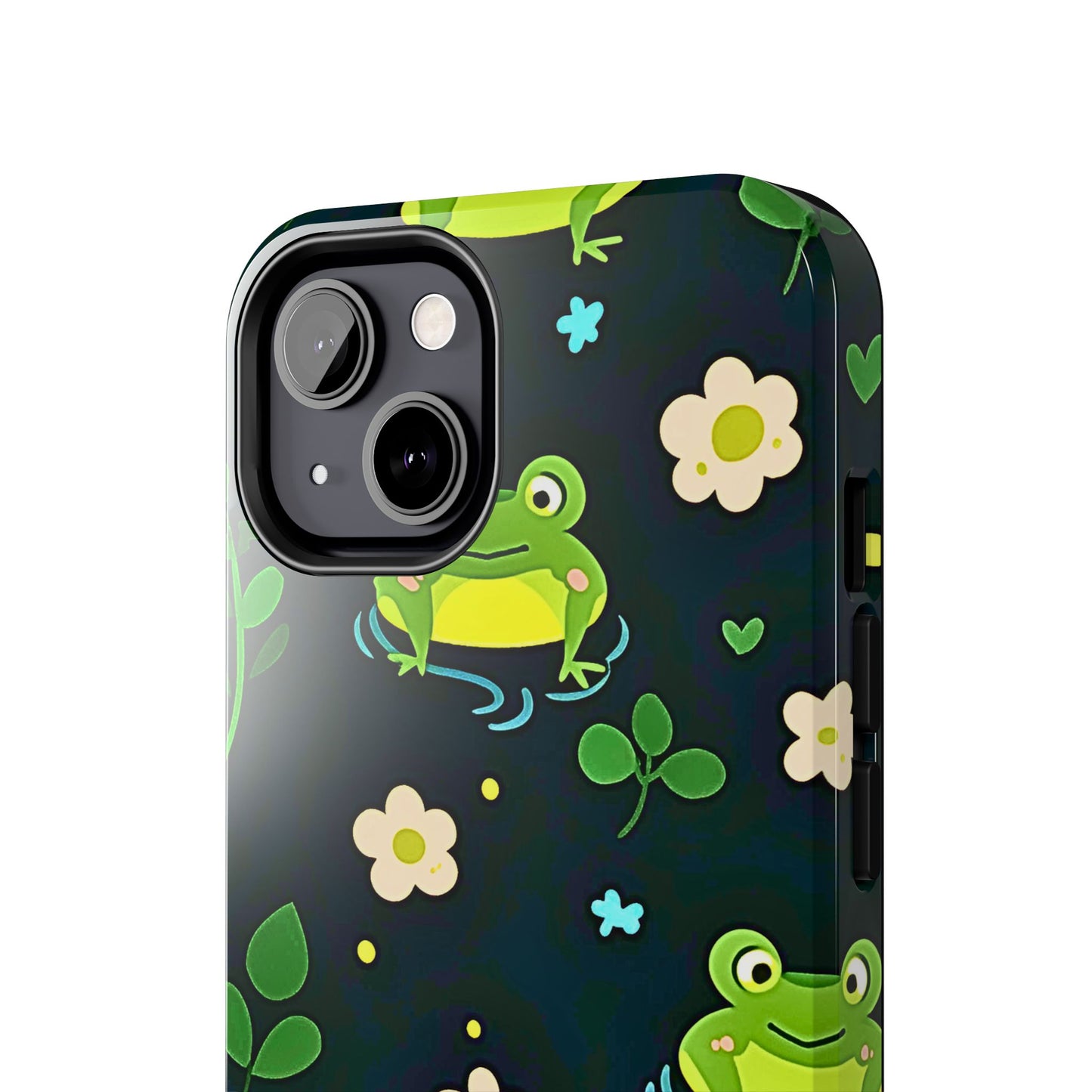 Kawaii Froggy Pattern Black Tough Phone Case | Animals