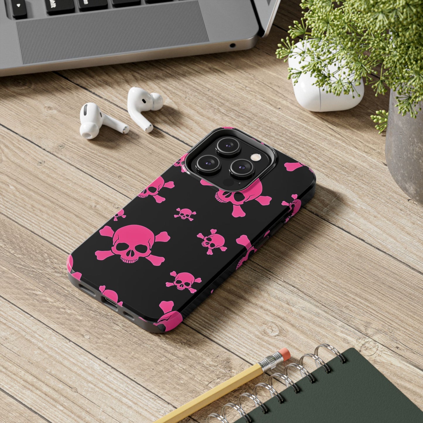 Pink Skull Emo Style Tough Phone Case | Aesthetic