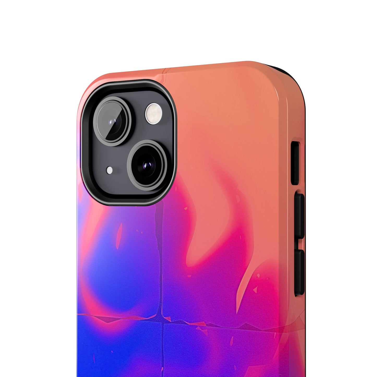 Funda resistente para teléfono con diseño de llamas, degradado abstracto y resplandor del atardecer | Estética