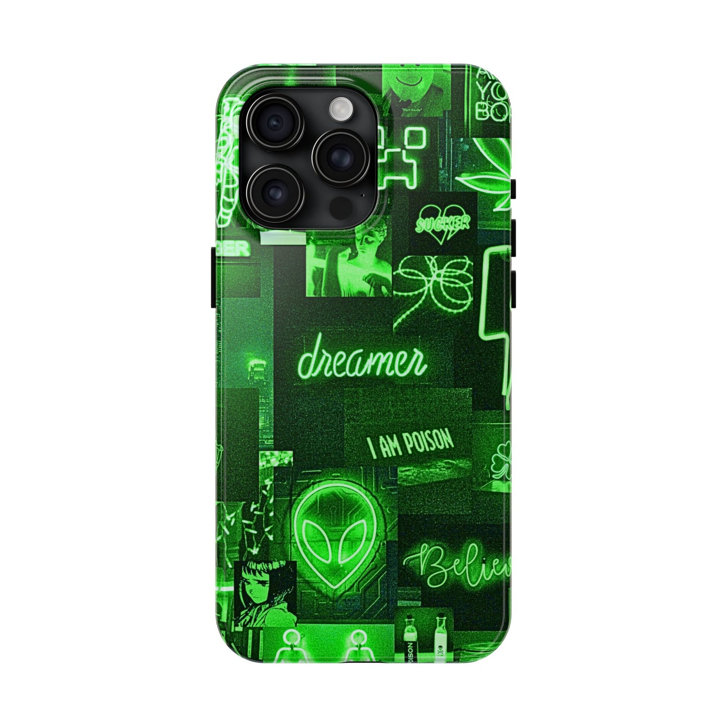 Green Neon Style Tough Phone Case | Aesthetic