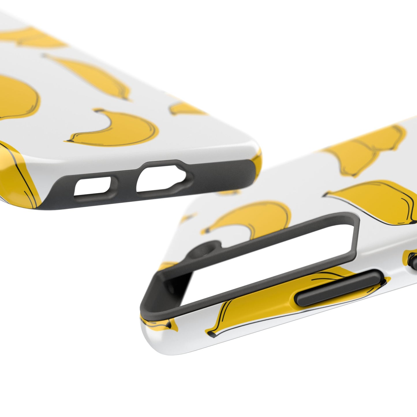 Bold Yellow Banana Pattern Minimal Line Art Tough Phone Case | Food