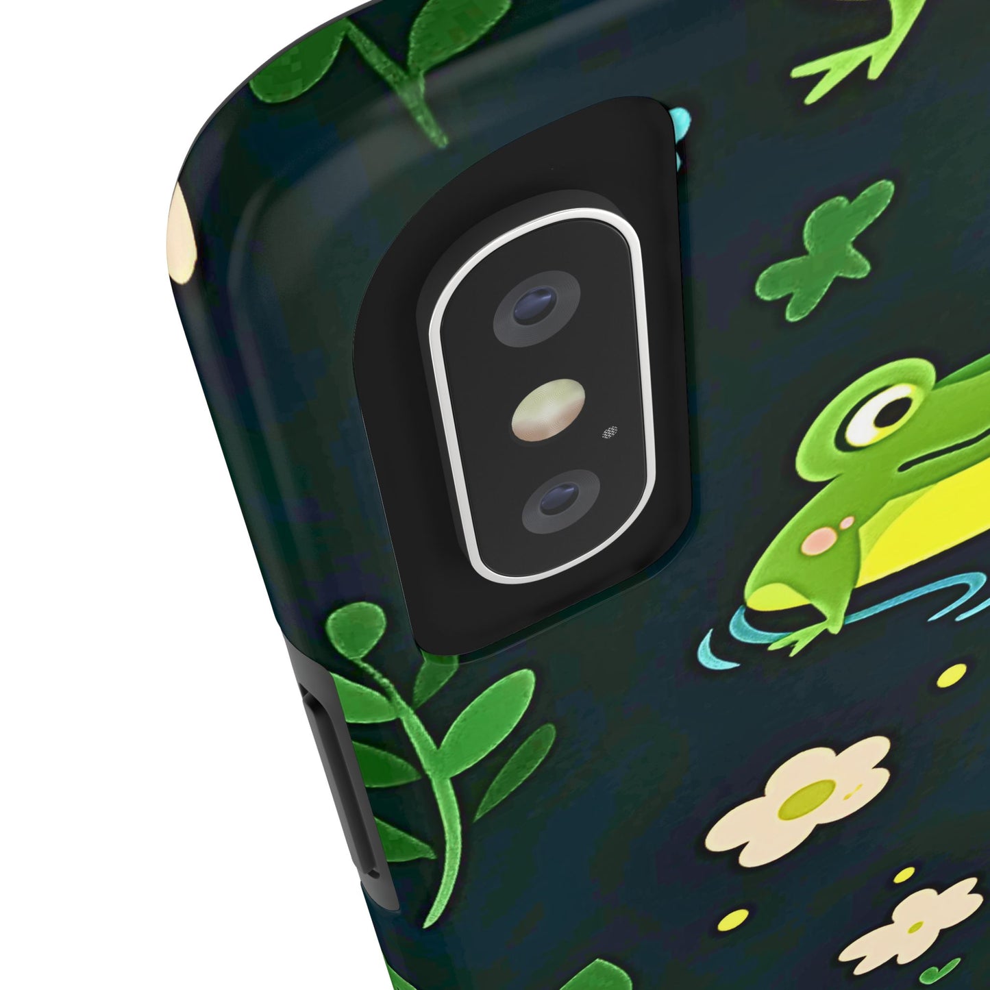 Kawaii Froggy Pattern Black Tough Phone Case | Animals
