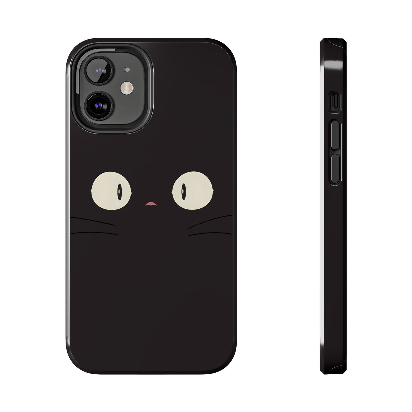 Adorable Black Cat Face and Eyes Minimal Tough Phone Case | Animals