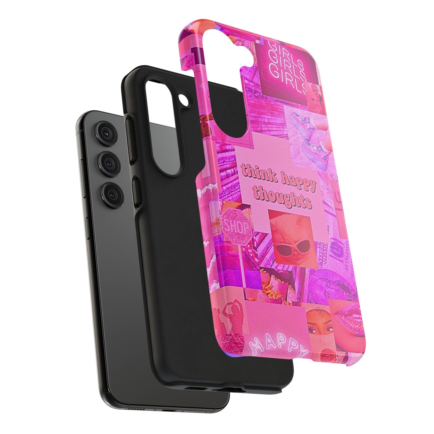 Think Happy Thoughts Pink Tough Phone Case | Aesthetic